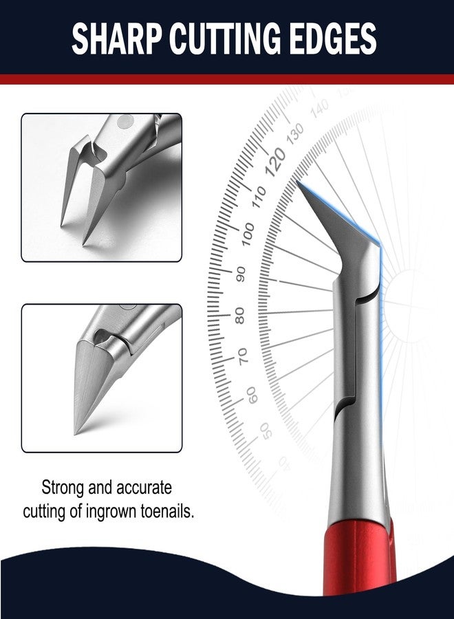 FVION Toenail Clippers for Ingrown Toenail, Straight Nail Clippers for Ingrown Toenails, Professional Ingrown Toenail Treatment for Adults, Seniors, Men and Women (Red) - Image 4